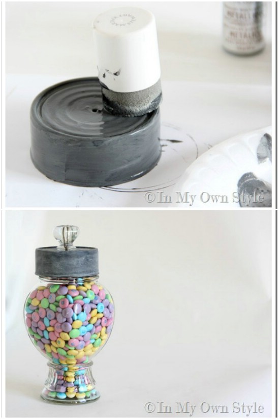 Faux Zinc Candy Jar Top - 20 Frugally Genius Ways To Upcycle Empty Tuna Cans
