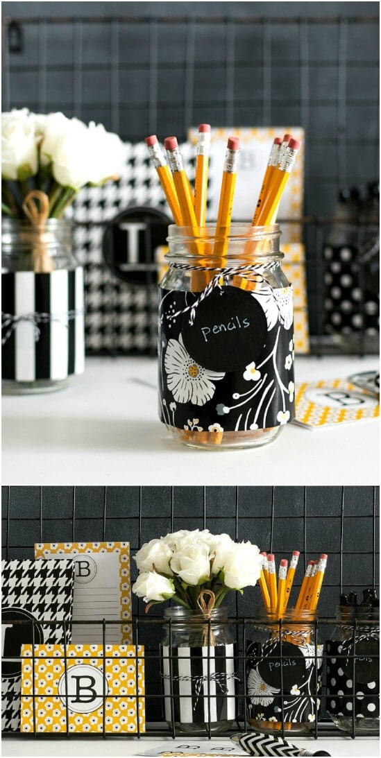 Desk Organizer - 30 Mind Blowing DIY Mason Jar Organizers You'll Want To Make Right Away
