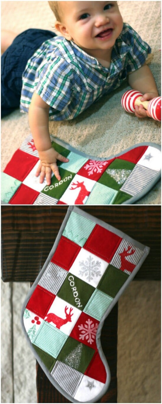 Baby Onesie Christmas Stocking - 20 Adorably Creative Upcycling Projects To Repurpose Old Baby Clothes