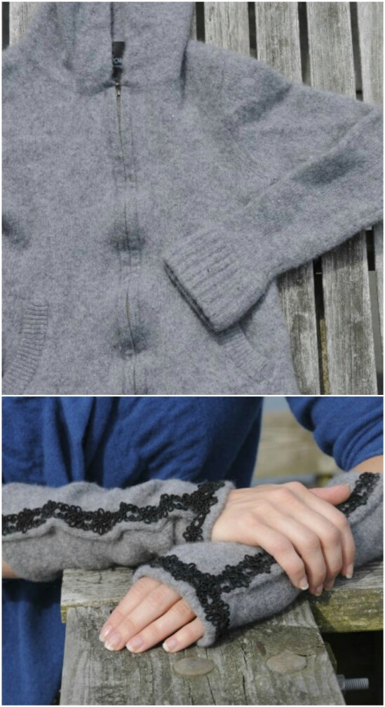 DIY Fingerless Gloves - 50 Amazingly Creative Upcycling Projects For Old Sweaters