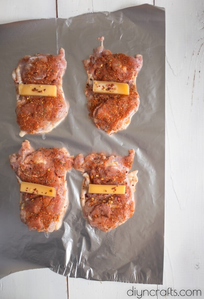 Stuffing chicken thighs