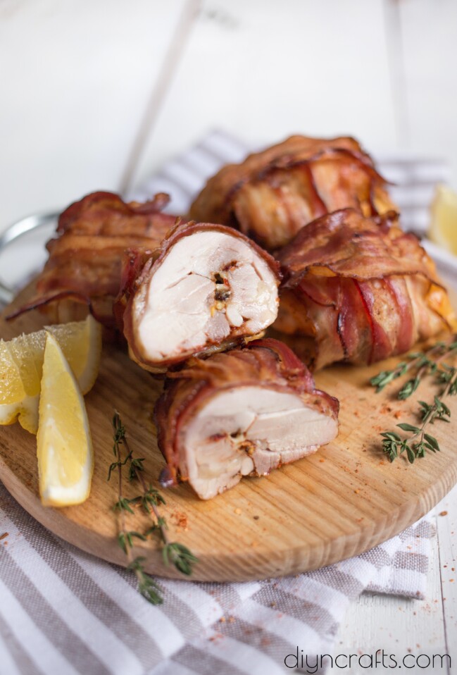 Cheese Stuffed and Bacon Wrapped Chicken Thigh Rolls Recipe DIY & Crafts