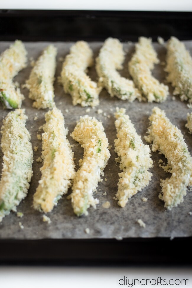Avocado slices before cooking them.
