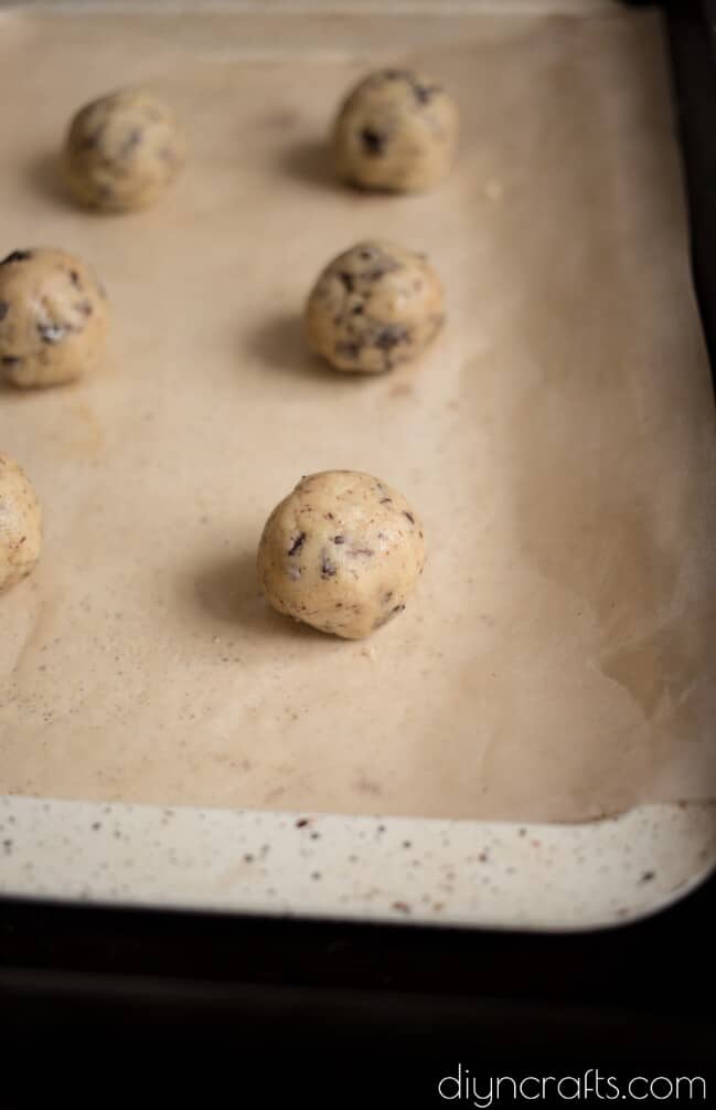 Rolling into small balls before cooking.