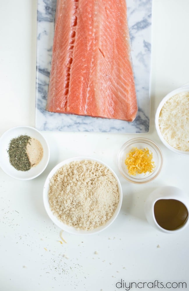 Garlic parmesan salmon ingredients.