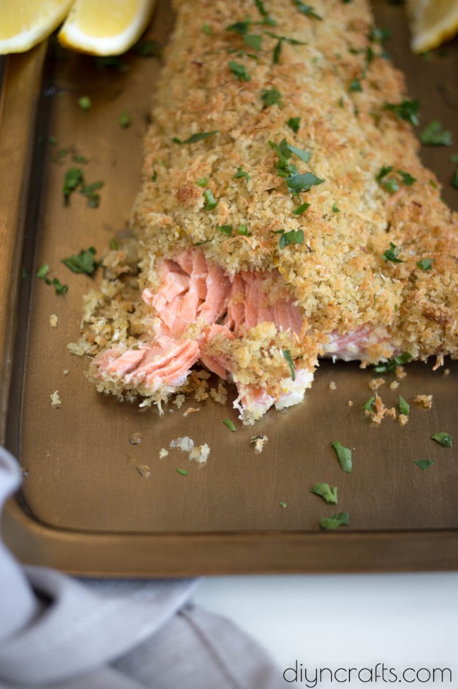 Finished and served salmon.