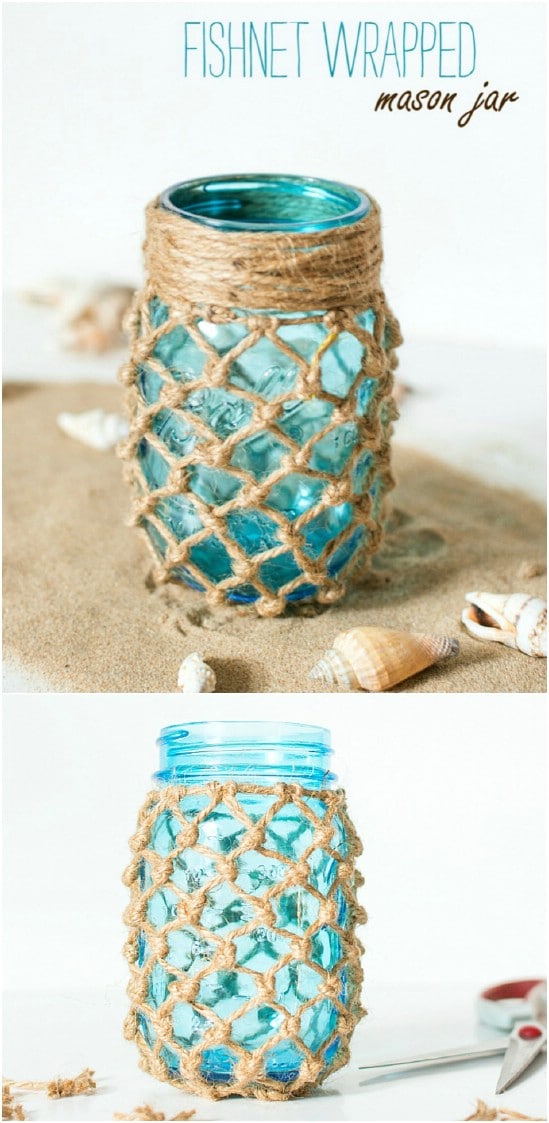 Fishnet Wrapped Decorative Jars
