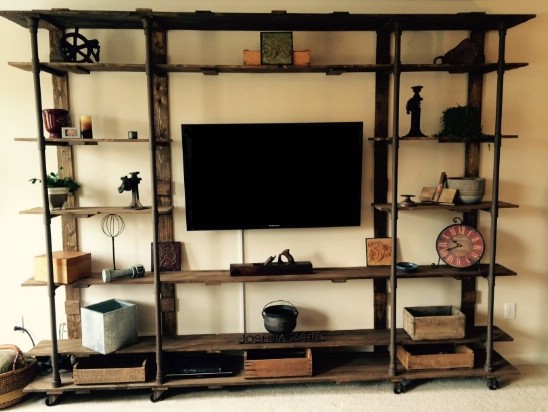 Go For a Vintage Feel with an Industrial Entertainment Center.