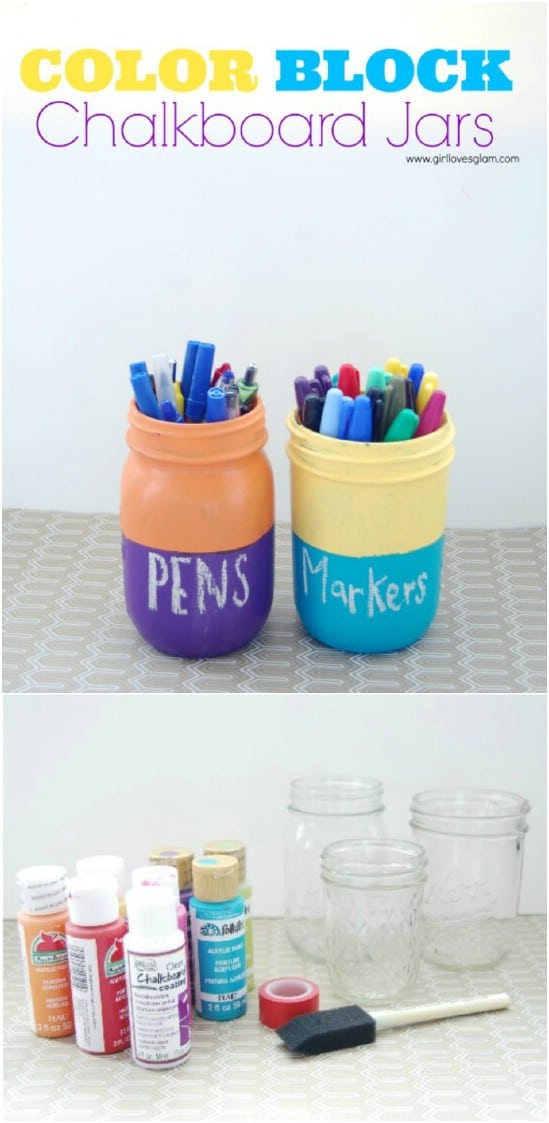 Color Block Chalkboard Jars