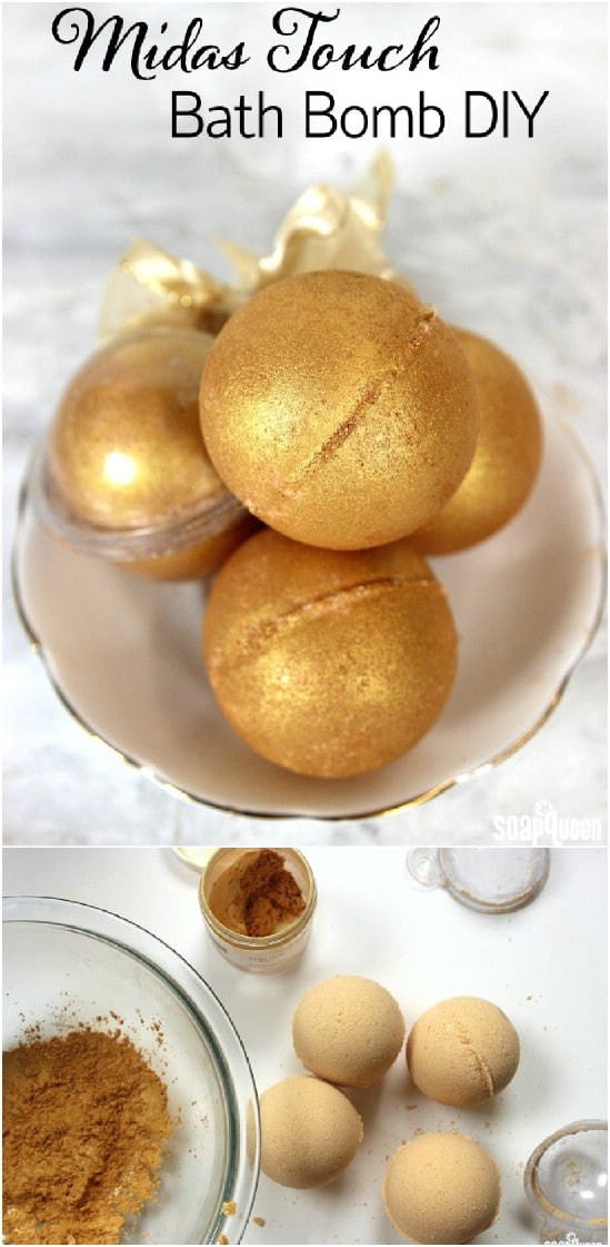 Golden Fizzy DIY Bath Bombs