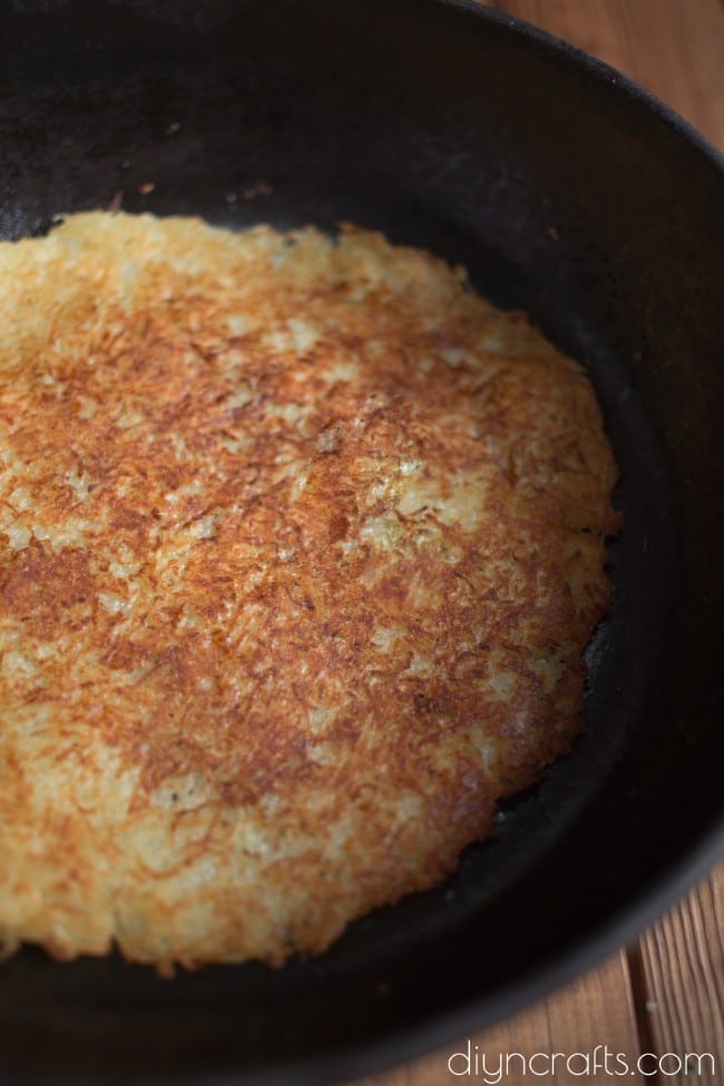 Cooking the potato pancake.