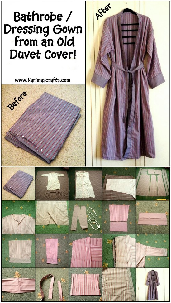 Making dressing gown out of an old duvet cover