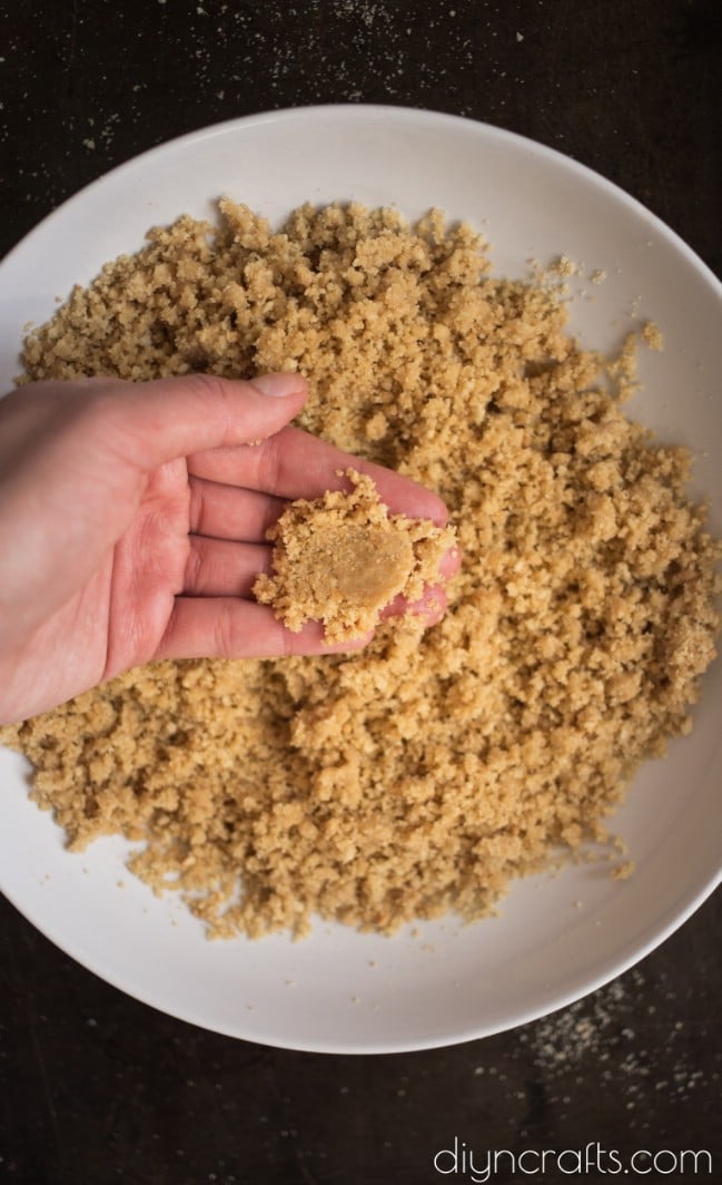 Preparing crushed graham.