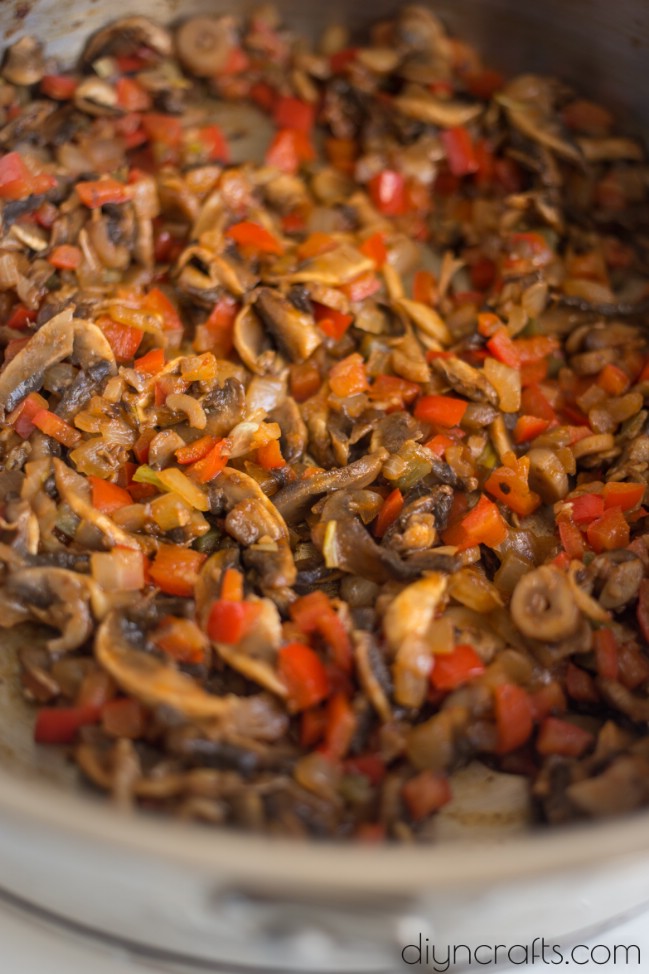 Preparing the vegetables.