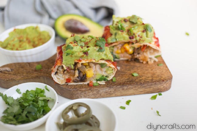 Finished vegan burritos recipe.