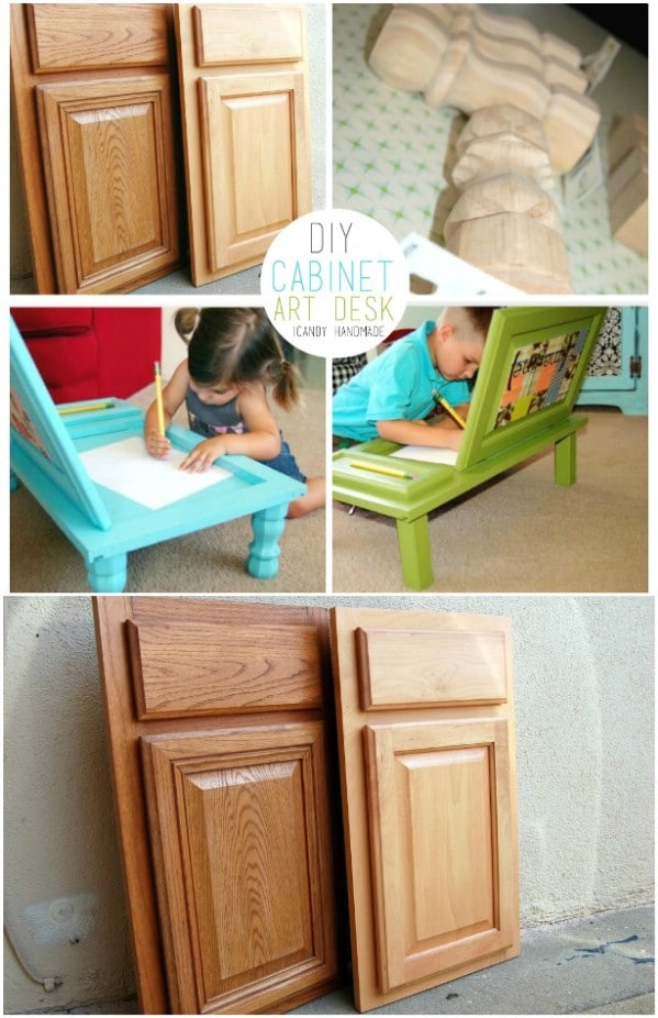 Upcycled Cabinet Doors Turned Art Desk