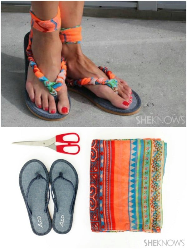 Cute DIY Scarf Strappy Sandals
