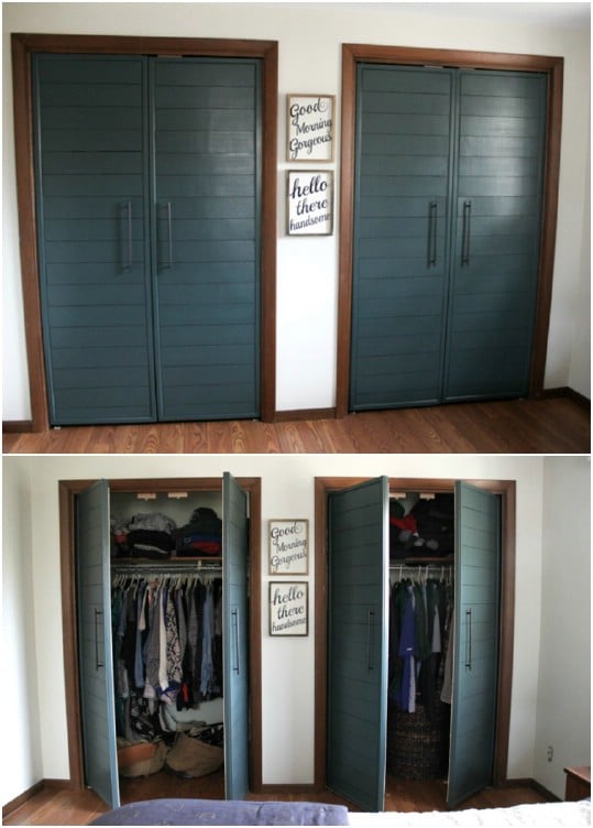 Faux Shiplap French Closet Doors