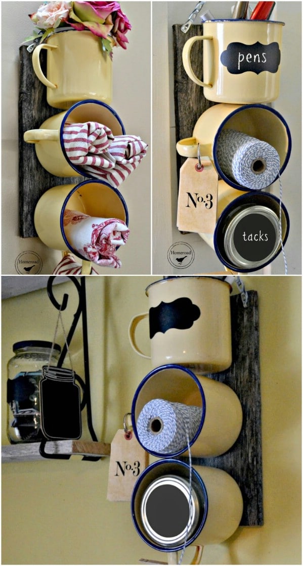 Rustic Enamel Mug Organizer