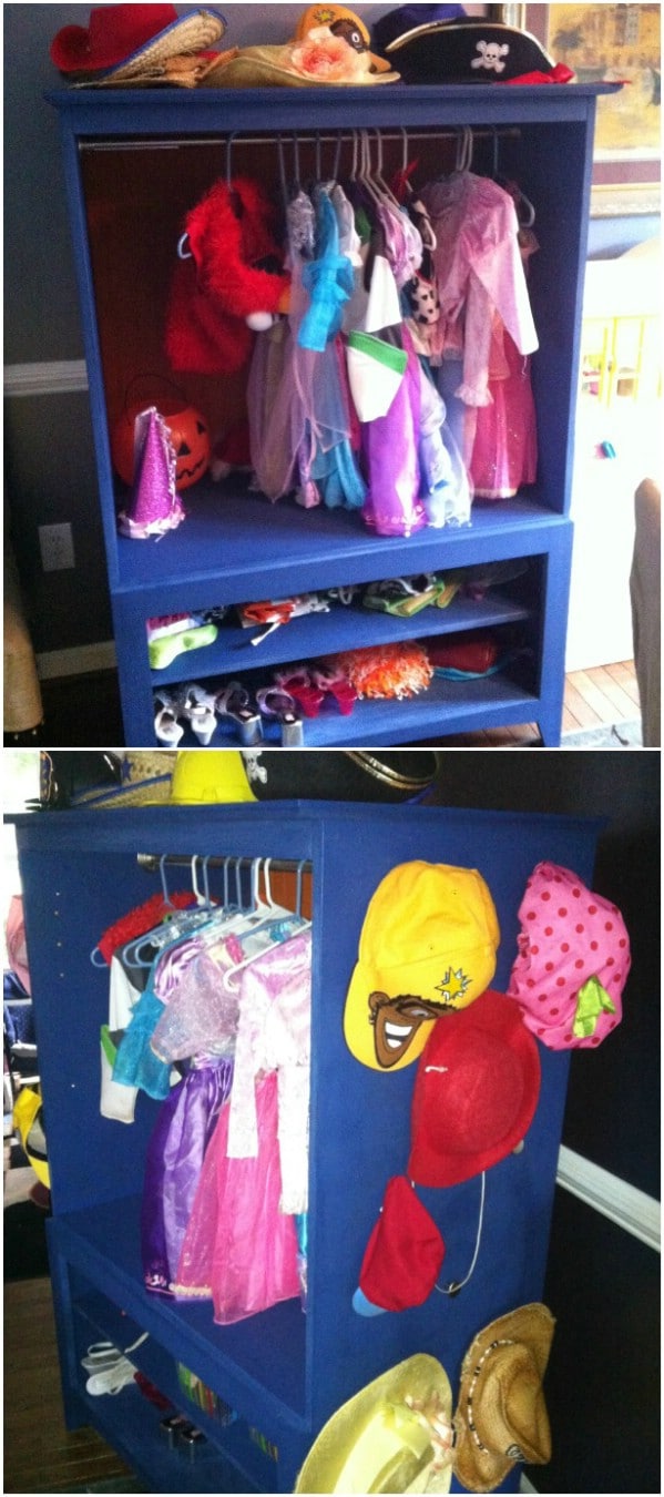 Entertainment Center Repurposed Into Dress Up Closet