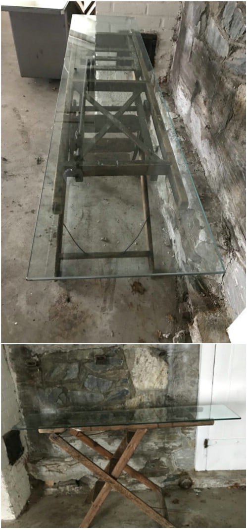 Wood And Glass Ladder Table