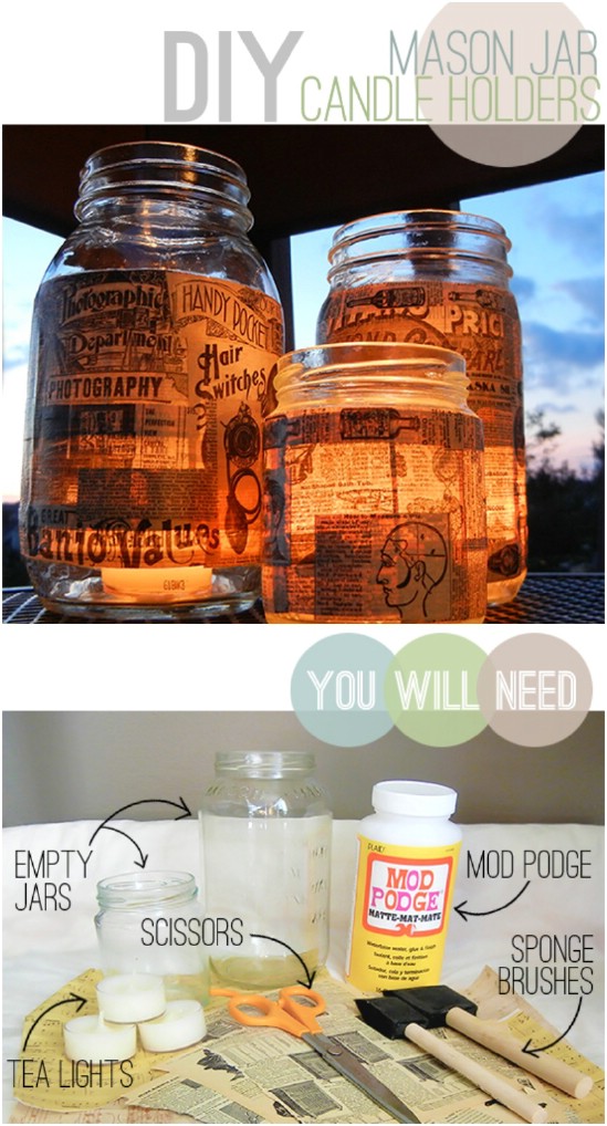 DIY Decoupage Mason Jar Lanterns