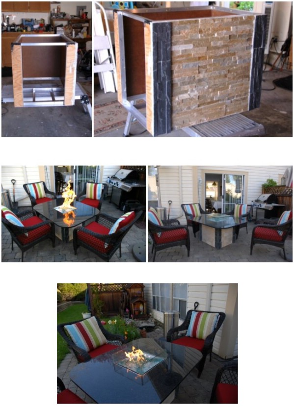 DIY Glass Top Fire Pit Table