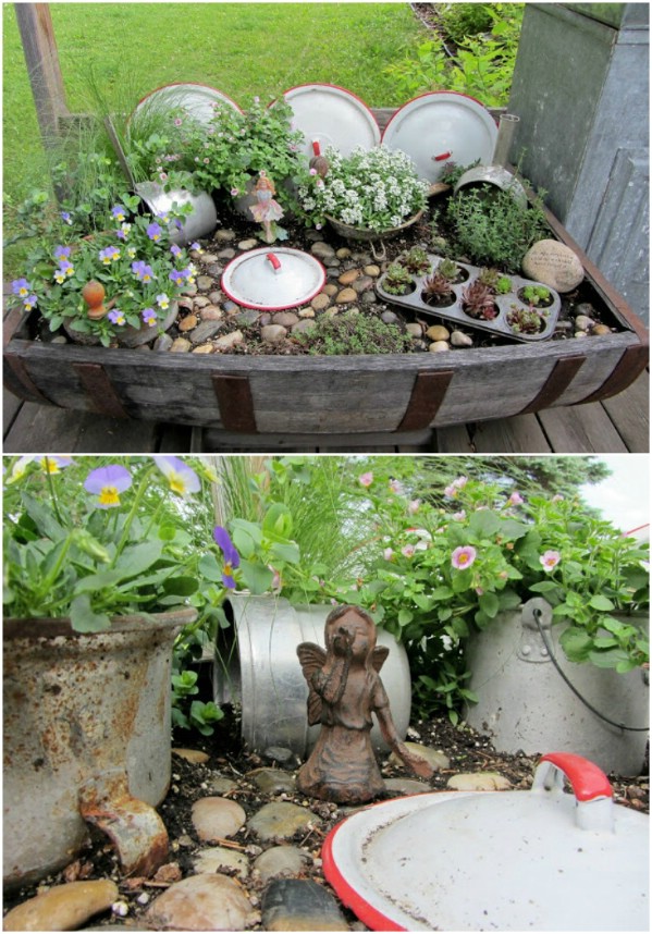 Repurposed Pots And Pans Fairy Garden Décor