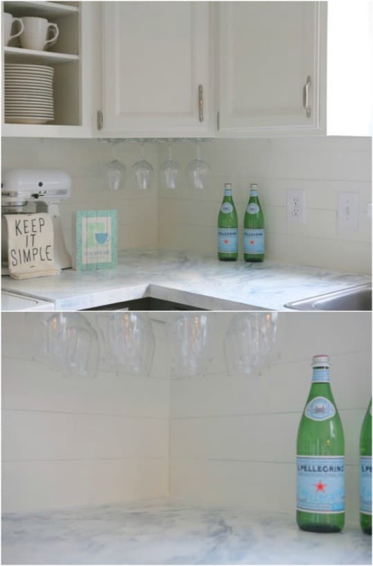 Faux Shiplap Kitchen Backsplash