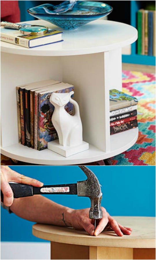 Circular Bookshelf Styled Ottoman