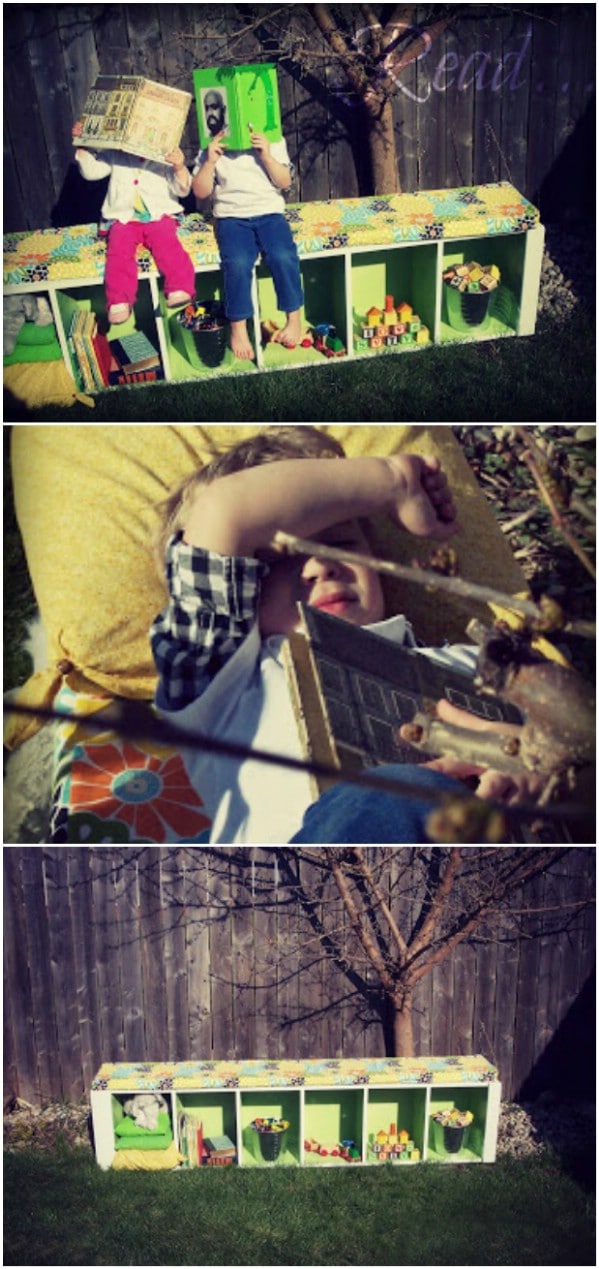 Bookshelf Repurposed Into Padded Bench