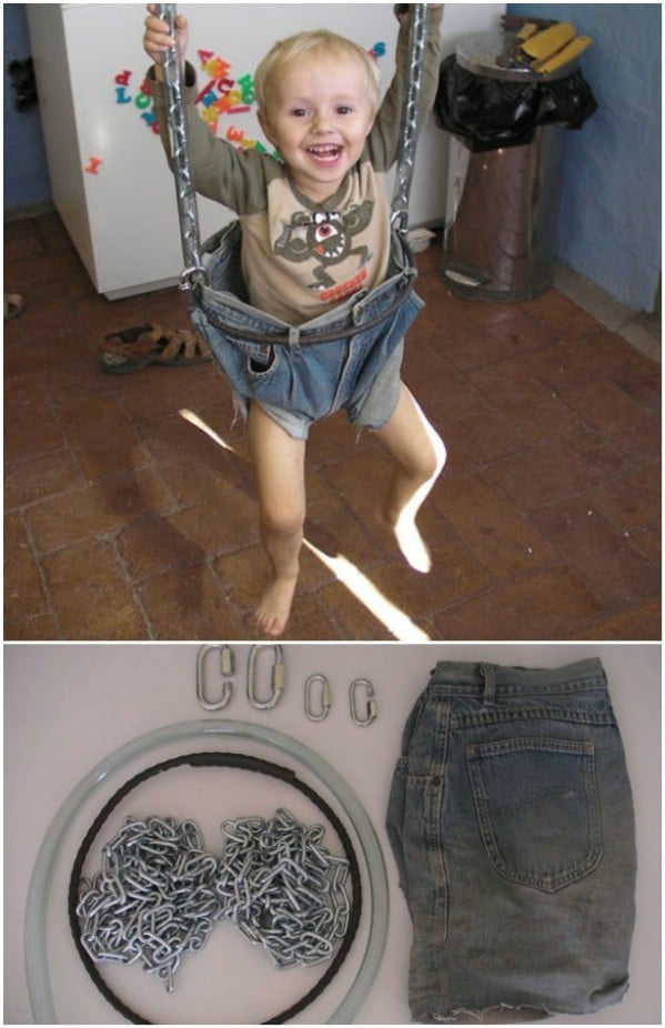 Blue Jean Repurposed Baby Swing