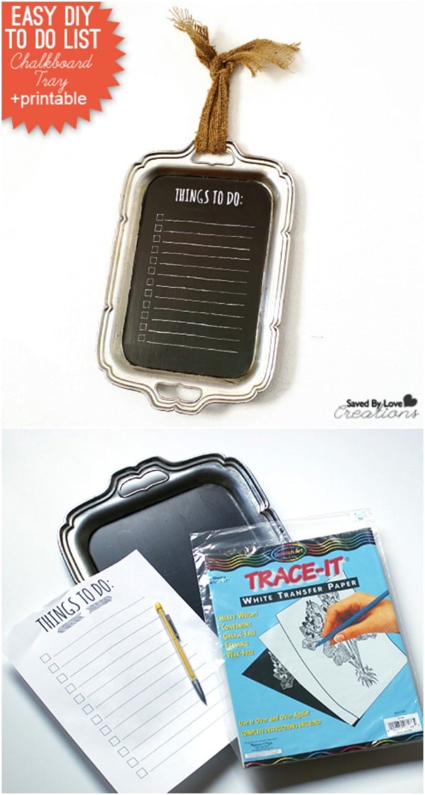 Serving Tray Turned Chalkboard Message Center