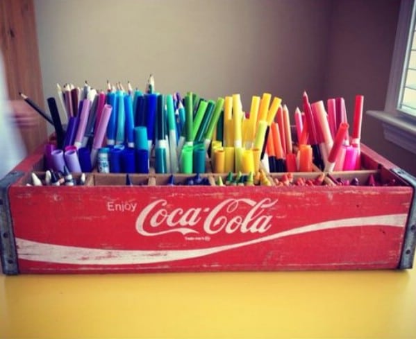 Coke Crate Art Supply Storage