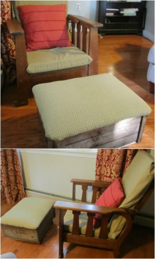 Repurposed Antique Crate Ottoman