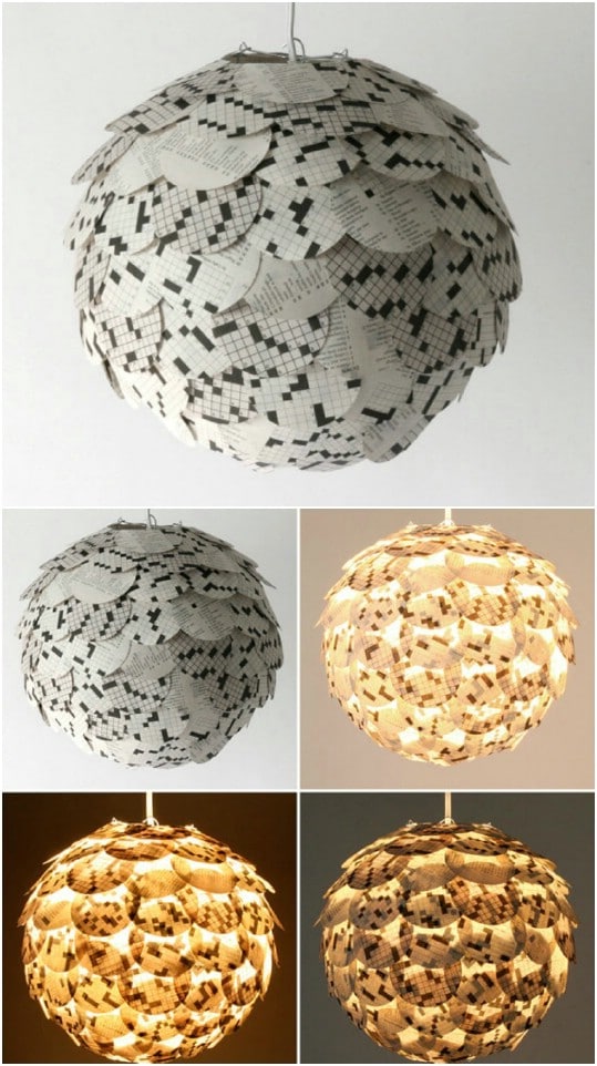 Upcycled Book Page Lamp