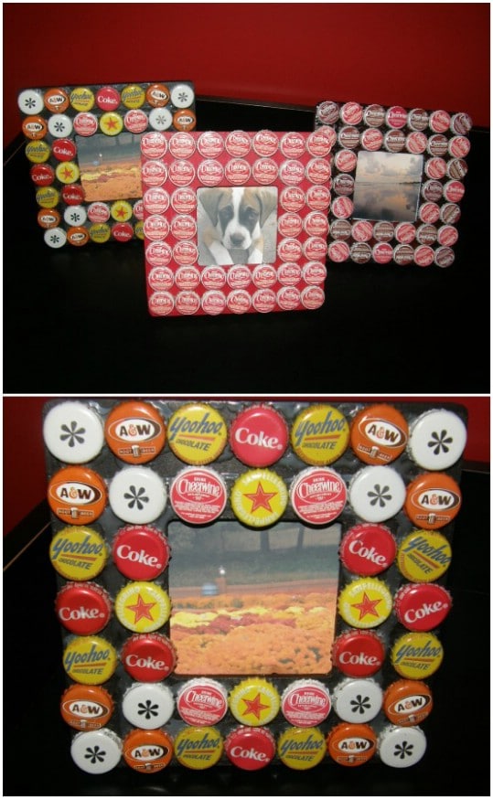 DIY Bottle Cap Picture Frames