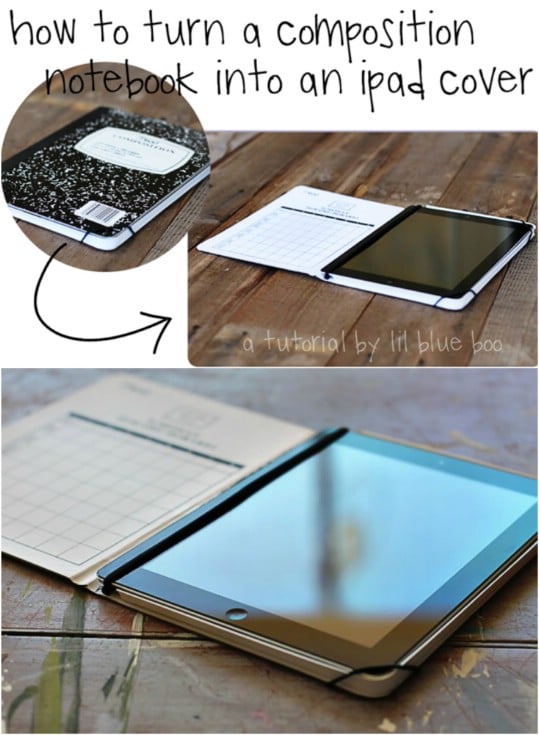 Repurposed Composition Book iPad Cover