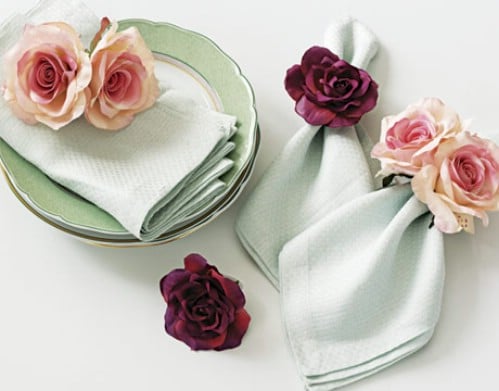 Fresh Or Silk Flower Napkin Rings