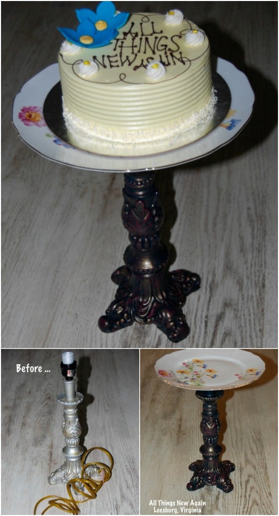 Repurposed Lamp Cake Plate