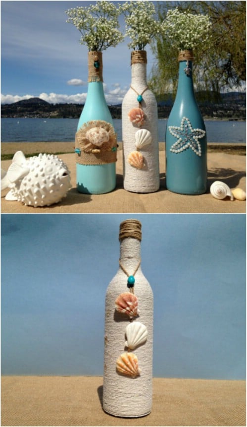 Painted Wine Bottle Vases