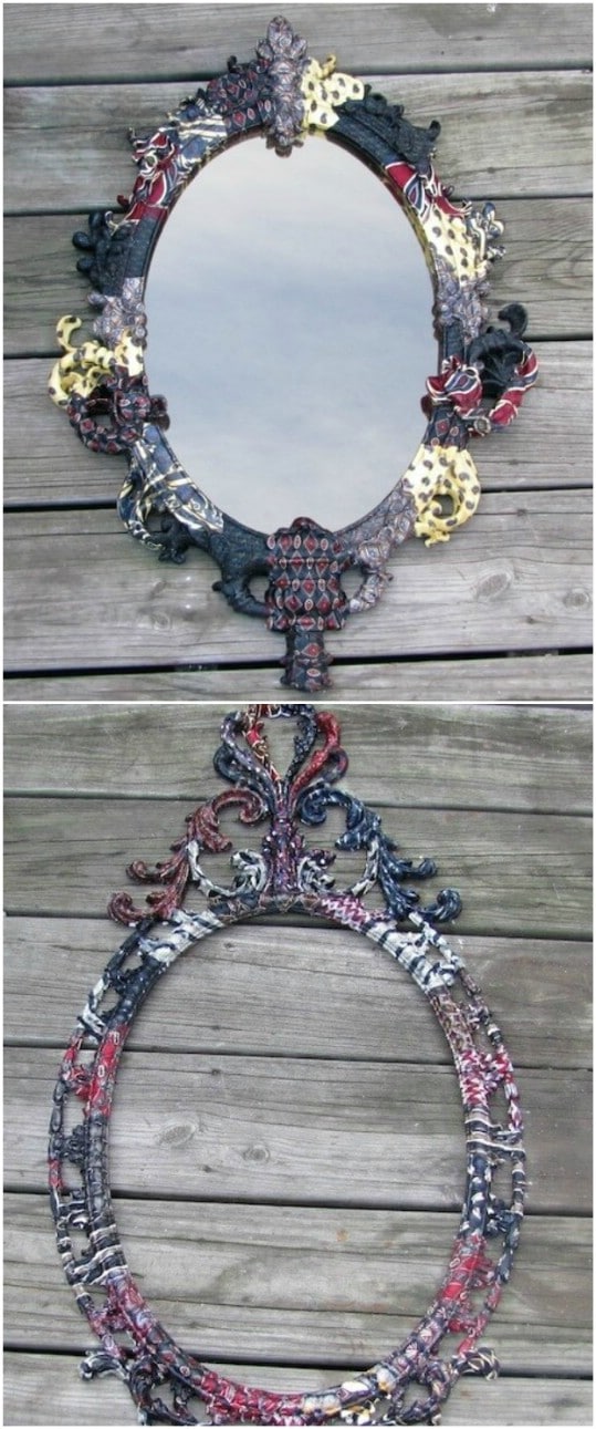 Recycled Necktie Decoupage Mirror