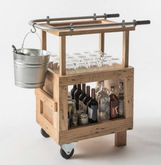 Repurposed Pallet Bar Cart