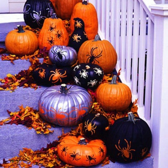 Stenciled Pumpkins - 40 Easy to Make DIY Halloween Decor Ideas