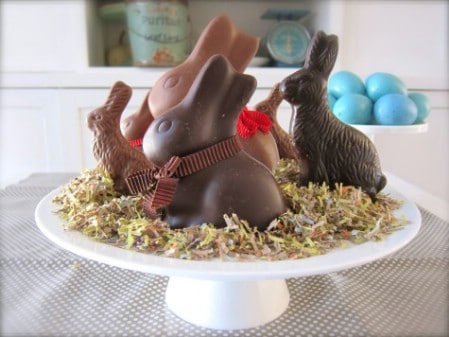 Chocolate Bunnies Centerpiece - 40 Beautiful DIY Easter Centerpieces to Dress Up Your Dinner Table