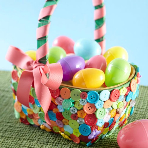 Colorful Button Easter Baskets