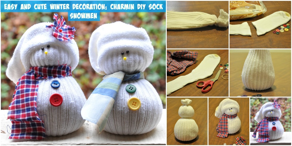 Easy and Cute Winter Decoration Charming DIY Sock Snowmen