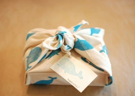 Reusable fabric gift wrap.