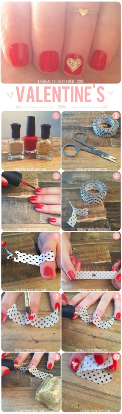 Simple Heart - 20 Ridiculously Cute Valentine’s Day Nail Art Designs