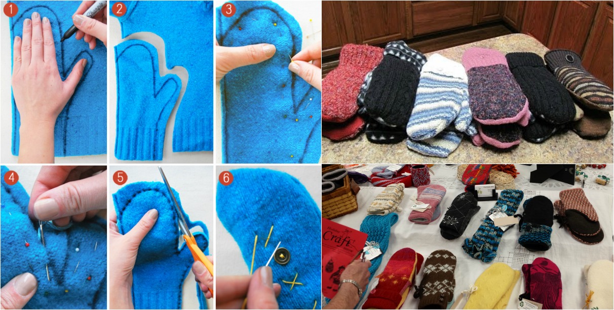 A Quick and Easy Way to Turn Old Sweaters into Warm, Cozy Mittens - DIY